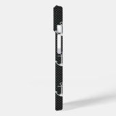 炭素繊維パターン上のクロム様いかり Case-Mate iPhoneケース (裏面 / 左)