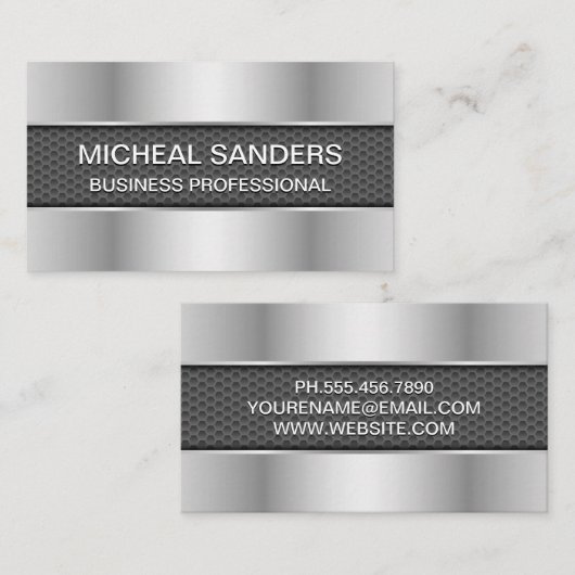 炭素繊維ブラック | 金属製の名刺 名刺 (正面/裏面)