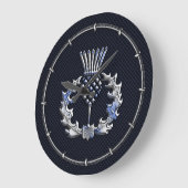 炭素繊維プリントスコットランドシスル銀 ラージ壁時計 (傾斜)