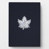 炭素繊維プリント上のクロムのようなメープルリーフ フォトプラーク (正面)