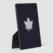 炭素繊維プリント上のクロムのようなメープルリーフ フォトプラーク (側面)