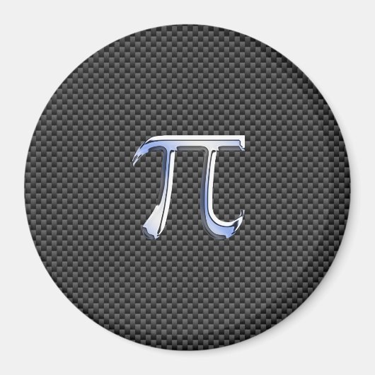炭素繊維プリント上のクロムのようなPi記号 マグネット (正面)
