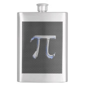 炭素繊維プリント上の銀色クロムのようなPi記号 フラスク (正面)