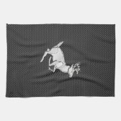 炭素繊維ランニング上のクロム様の鹿プリント キッチンタオル (横)