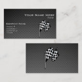 炭素繊維ルック市松模様にフラグ 名刺 (正面/裏面)