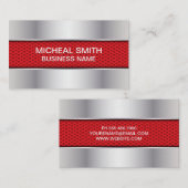 炭素繊維レッド | シルバーメタリック 名刺 (正面/裏面)