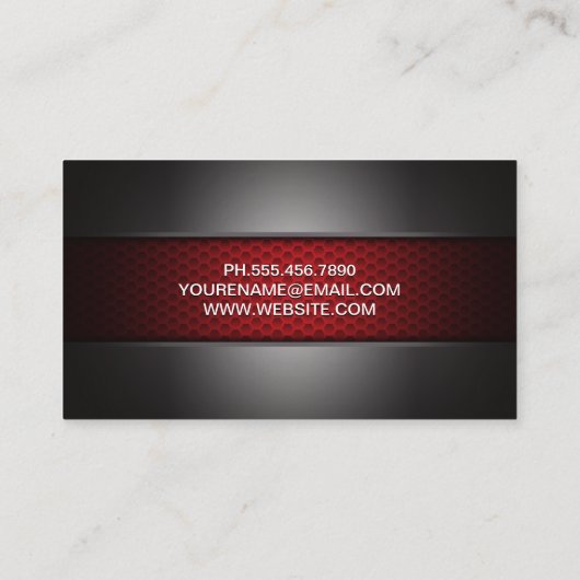 炭素繊維レッド | ダークメタル 名刺 (裏面)