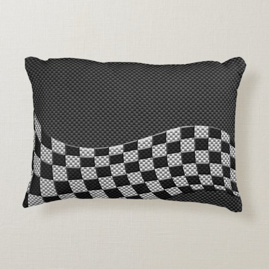 炭素繊維レーシングフラッグ波プリントデコール アクセントクッション (裏面)