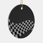 炭素繊維レーシングフラッグ波プリントデコール セラミックオーナメント (右)