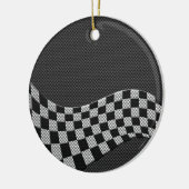 炭素繊維レーシングフラッグ波プリントデコール セラミックオーナメント (左)