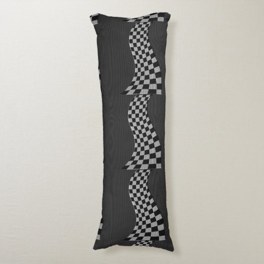 炭素繊維レーシングフラッグ波プリントデコール ボディピロー (正面縦)