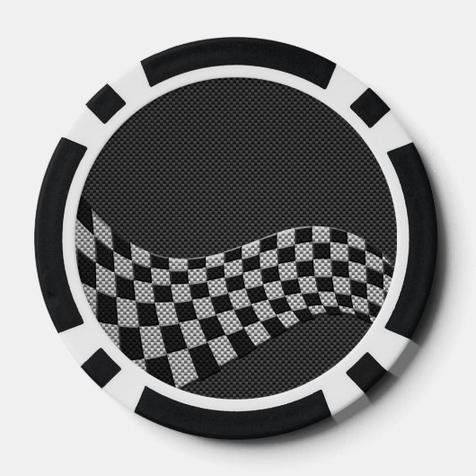 炭素繊維レーシングフラッグ波プリントデコール ポーカーチップ (裏面)