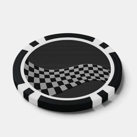 炭素繊維レーシングフラッグ波プリントデコール ポーカーチップ (シングル)