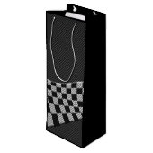 炭素繊維レーシングフラッグ波プリントデコール ワインギフトバッグ (裏面アングル)