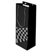 炭素繊維レーシングフラッグ波プリントデコール ワインギフトバッグ (正面アングル)