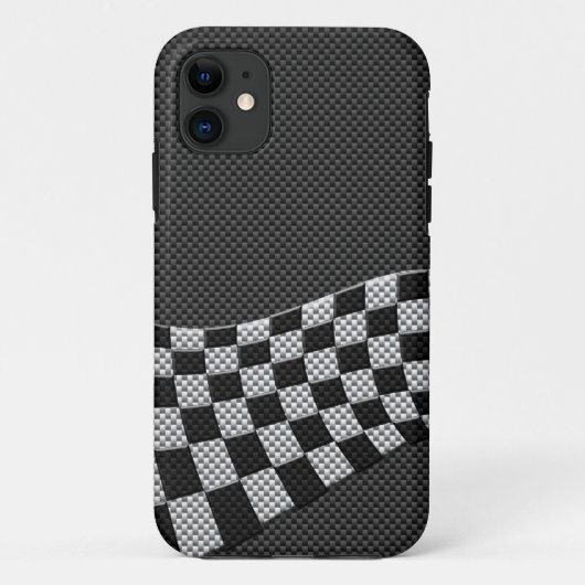炭素繊維レーシングフラッグ波プリントデコール Case-Mate iPhoneケース (裏面)