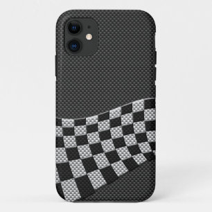 炭素繊維レース用旗波プリントデコーラ iPhone 11 ケース