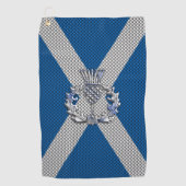 炭素繊維上のアザミプリントスコットランド国旗 ゴルフタオル (正面)