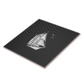 炭素繊維上のクロムシルバーのような帆船 タイル (側面)