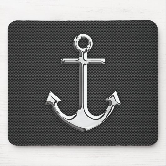 炭素繊維上のクロム状いかり マウスパッド (正面)