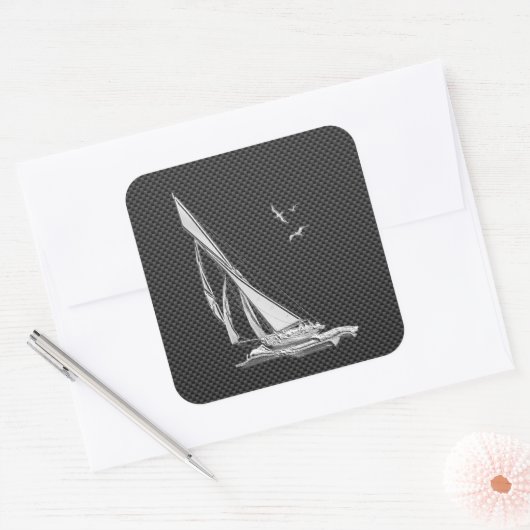 炭素繊維上のクロームのような帆船 スクエアシール (封筒)