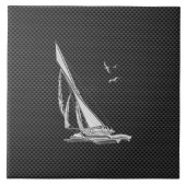 炭素繊維上のクロームのような帆船 タイル (正面)