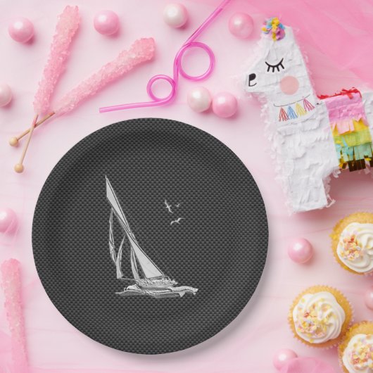 炭素繊維上のクロームのような帆船 ペーパープレート (パーティー)