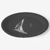 炭素繊維上のクロームのような帆船 ペーパープレート (アングル)