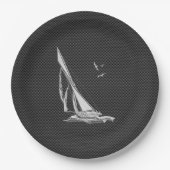 炭素繊維上のクロームのような帆船 ペーパープレート (正面)