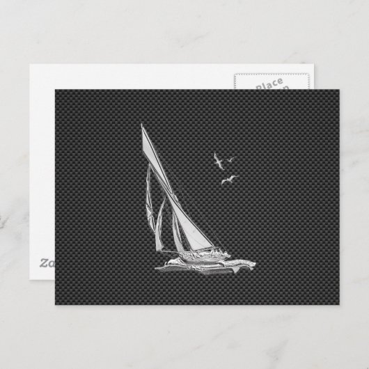炭素繊維上のクロームのような帆船 ポストカード (正面/裏面)