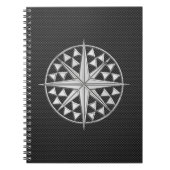 炭素繊維上航海ののクロムのようなスターコンパス ノートブック (正面)