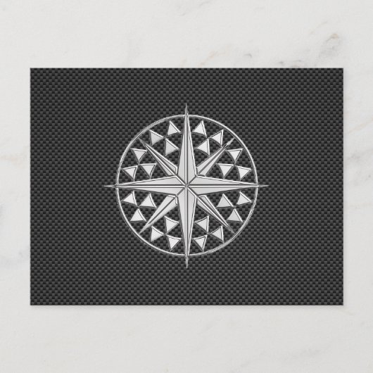 炭素繊維上航海ののクロムのようなスターコンパス ポストカード (正面)