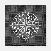 炭素繊維上航海ののクロムのようなスターコンパス マグネット (正面)