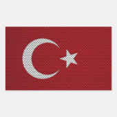 炭素繊維効果を有するトルコ国旗 長方形シール (正面)