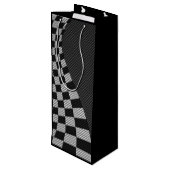 炭素繊維様レーシングフラッグ波プリント ワインギフトバッグ (裏面アングル)