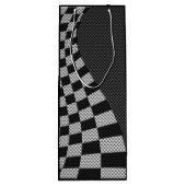 炭素繊維様レーシングフラッグ波プリント ワインギフトバッグ (裏面)