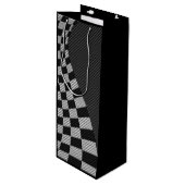 炭素繊維様レーシングフラッグ波プリント ワインギフトバッグ (正面アングル)