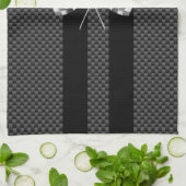 炭素繊維状ストライプスタイルのレーシングフラグ キッチンタオル (折り畳み)