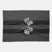 炭素繊維状ストライプスタイルのレーシングフラグ キッチンタオル (横)