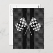 炭素繊維状ストライプスタイルのレーシングフラグ ポストカード (正面/裏面)