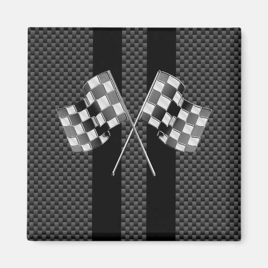 炭素繊維状ストライプスタイルのレーシングフラグ マグネット (正面)