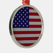 炭素繊維状プリントの米国国旗 メタルオーナメント (右)