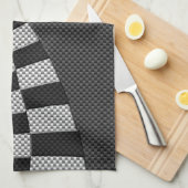 炭素繊維状レース旗波プリント キッチンタオル (四つ折り)
