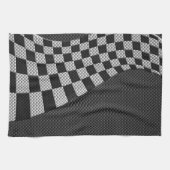 炭素繊維状レース旗波プリント キッチンタオル (横)