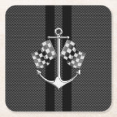 炭素繊維航海のスタイル スクエアペーパーコースター (正面)