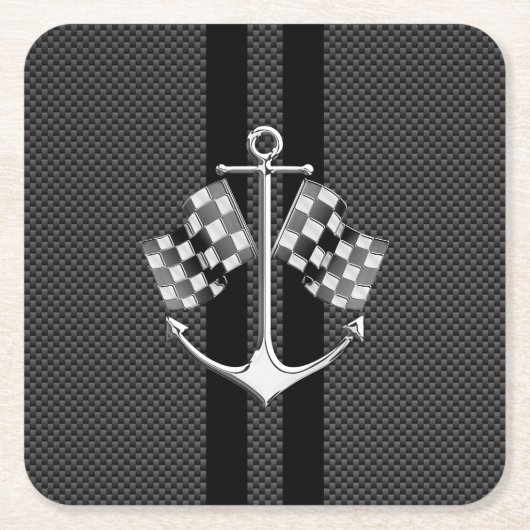 炭素繊維航海のスタイル スクエアペーパーコースター (正面)