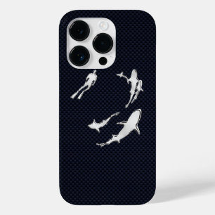 炭素繊維航海のプリント上のクロムサメ Case-Mate iPhone 14 PROケース