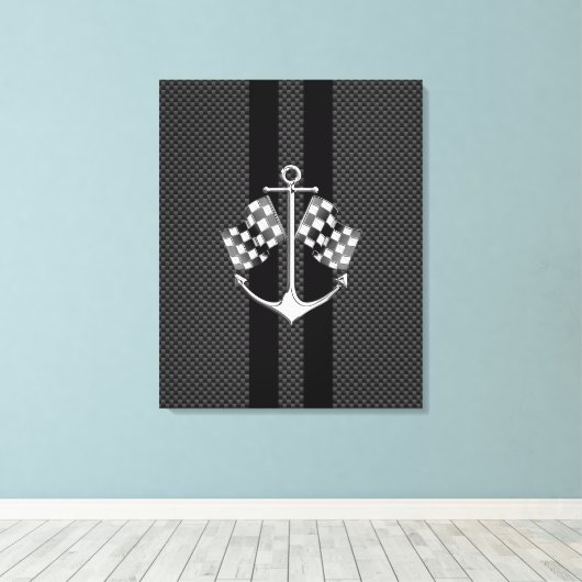 炭素繊維航海の製ボートレーススタイル キャンバスプリント (インサイチュ (ウッドフロア))