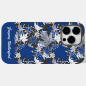 炭素繊維調のスマホケースに青いカエデの葉 Case-Mate iPhoneケース (裏面 (横))