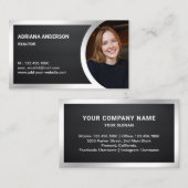 炭素繊維銀箔エステート実在フォト不動産仲介業者 名刺 (正面/裏面)